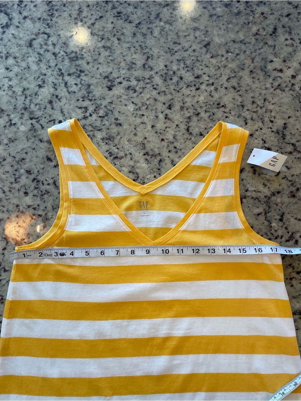 NWT gap 100% cotton royal yellow and White Striped V-Neck maternity Tank Top S - Picture 4 of 7